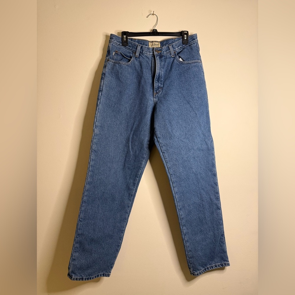 L.L. Bean Men's Straight Blue lined Jeans